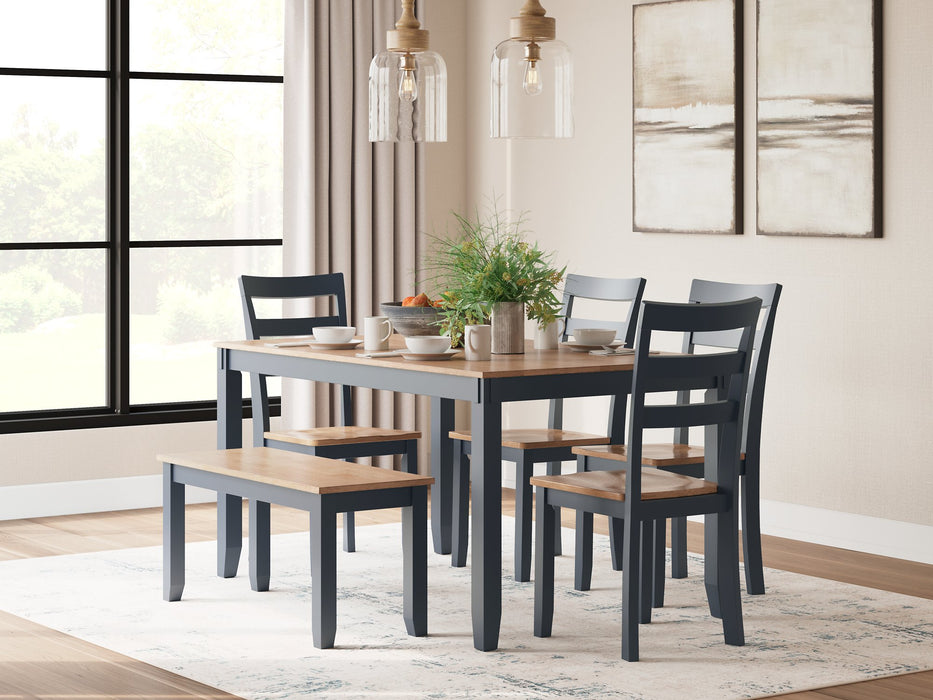 Gesthaven Dining Table with 4 Chairs and Bench (Set of 6) - Yulissa Home Furnishings (NJ)