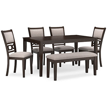 Langwest Dining Table and 4 Chairs and Bench (Set of 6) - Yulissa Home Furnishings (NJ)