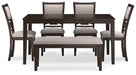 Langwest Dining Table and 4 Chairs and Bench (Set of 6) - Yulissa Home Furnishings (NJ)