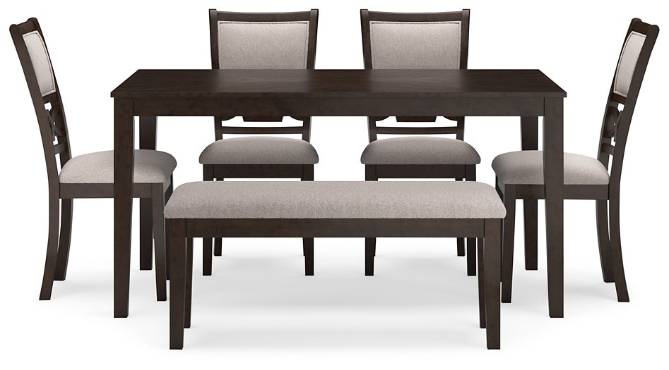 Langwest Dining Table and 4 Chairs and Bench (Set of 6) - Yulissa Home Furnishings (NJ)