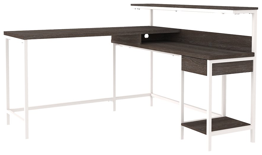 Dorrinson Home Office L-Desk with Storage - Yulissa Home Furnishings (NJ)