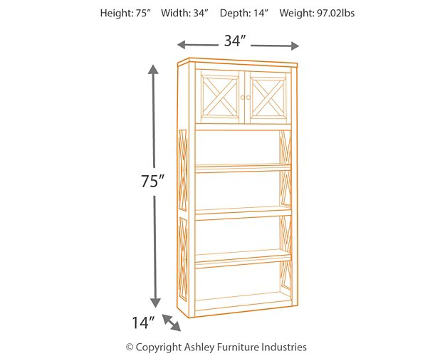 Bolanburg 75" Bookcase - Yulissa Home Furnishings (NJ)