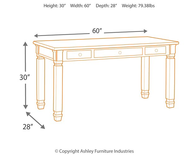 Bolanburg 60" Home Office Desk - Yulissa Home Furnishings (NJ)