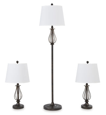 Brycestone Floor Lamp with 2 Table Lamps - Yulissa Home Furnishings (NJ)