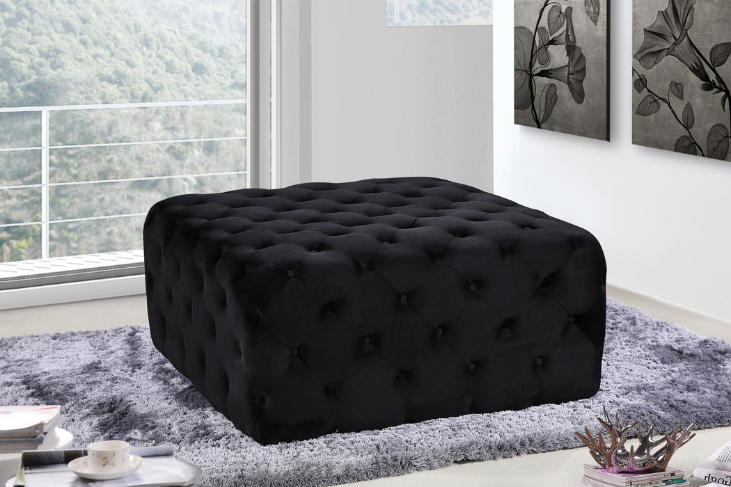 Ariel Black Velvet Ottoman/Bench