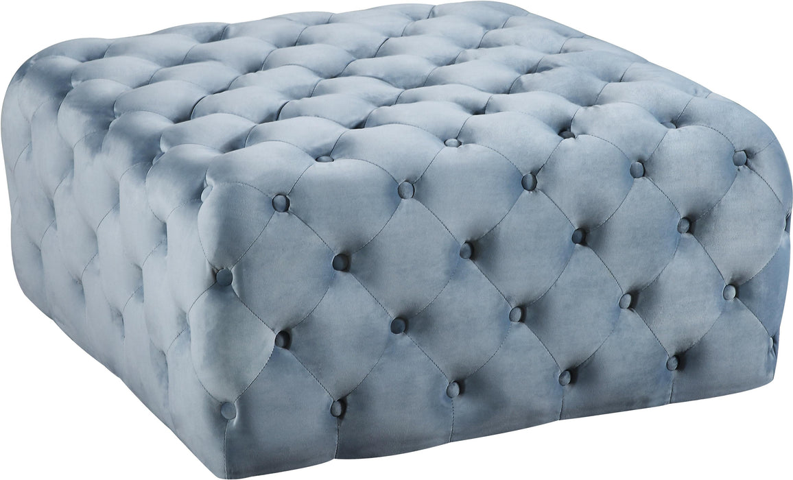 Ariel Sky Blue Velvet Ottoman/Bench image