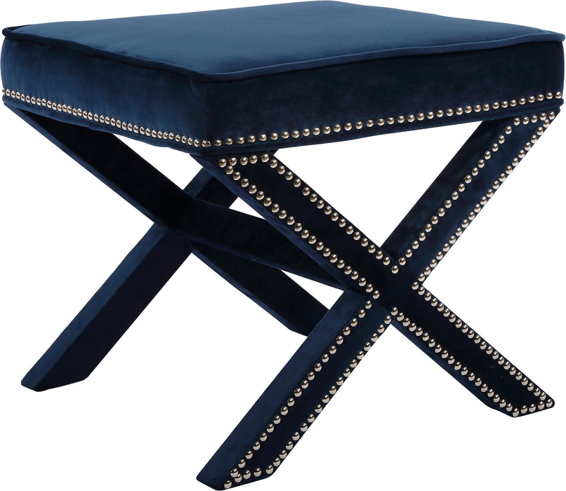 Nixon Navy Velvet Ottoman/Bench image