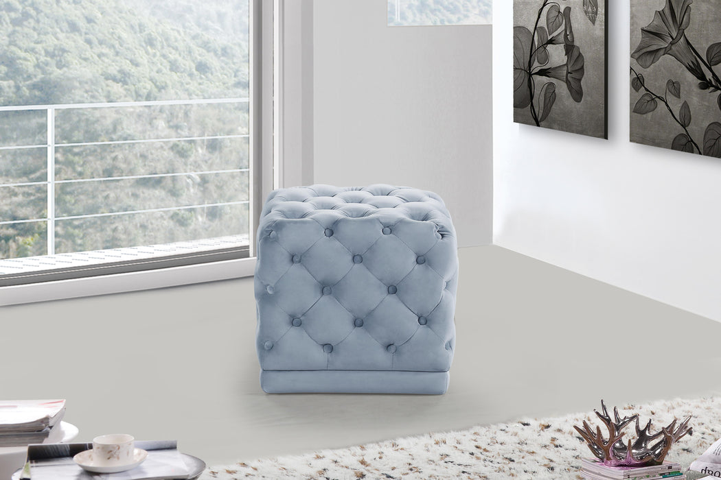 Stella Sky Blue Velvet Ottoman/Stool