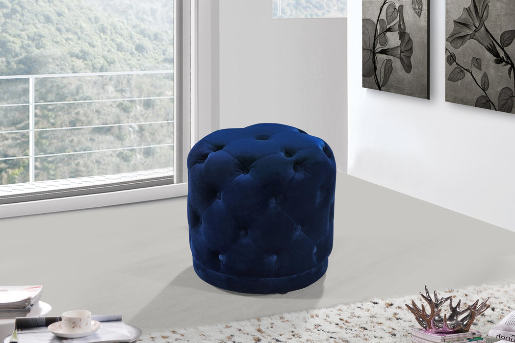 Harper Navy Velvet Ottoman/Stool