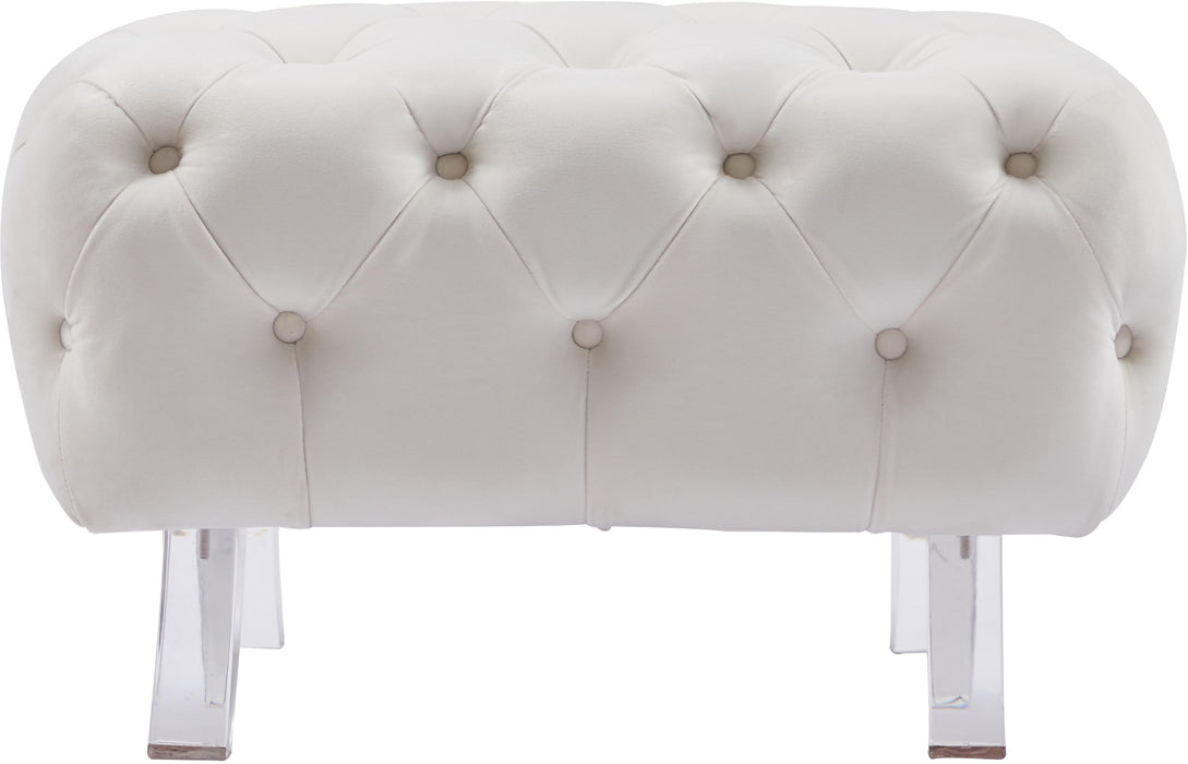 Crescent Cream Velvet Ottoman