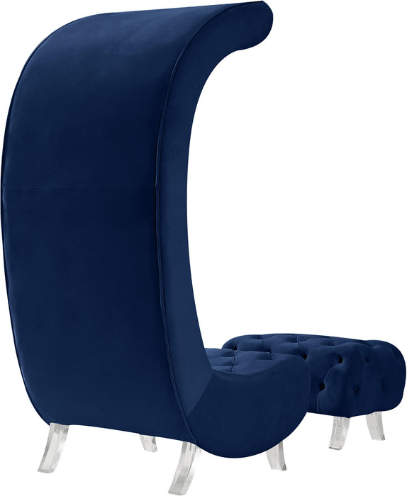 Crescent Navy Velvet Accent Chair