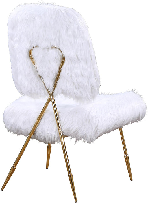 Magnolia White Faux Fur Accent Chair