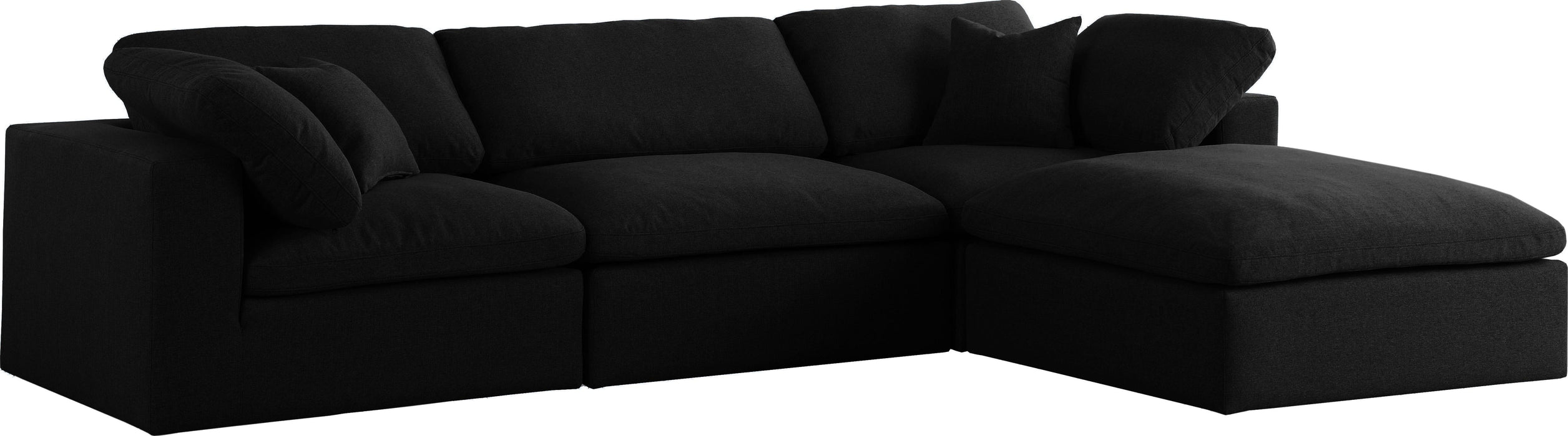 Serene Black Linen Fabric Deluxe Cloud Modular Sectional image