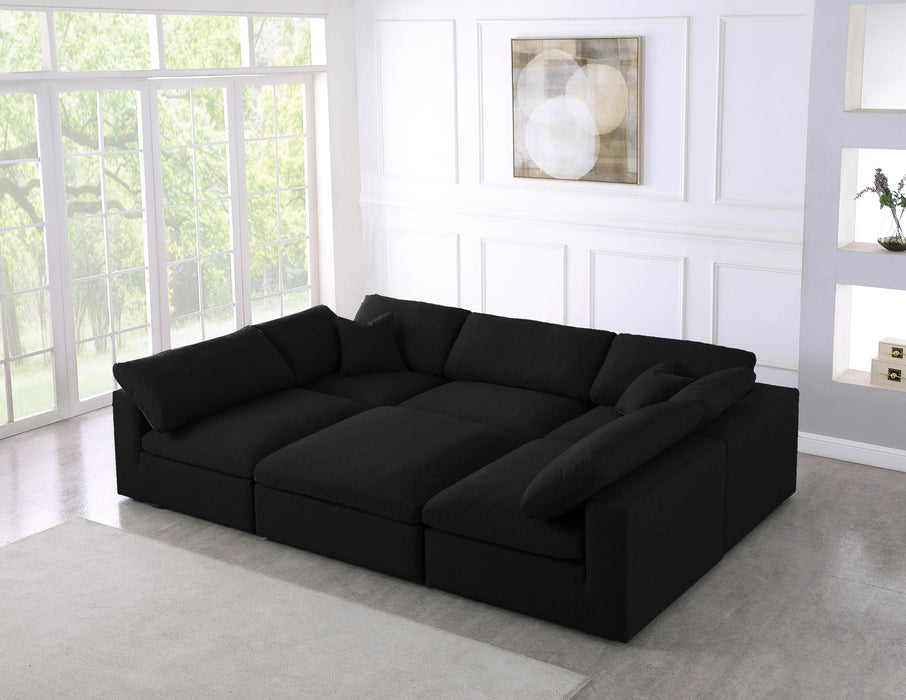 Serene Black Linen Fabric Deluxe Cloud Modular Sectional