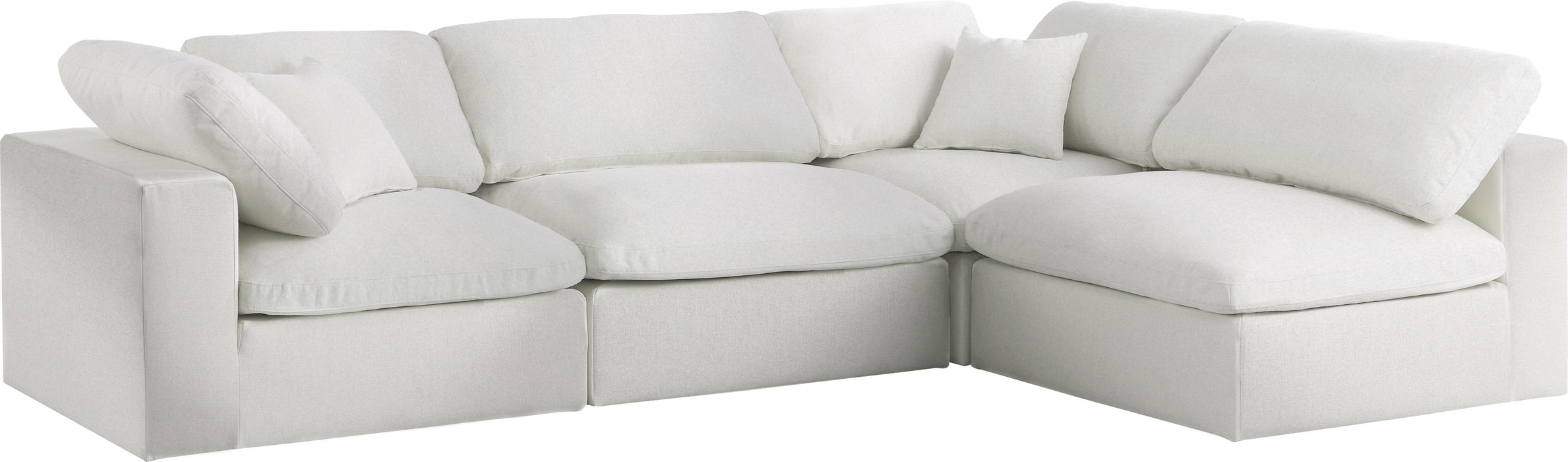 Serene Cream Linen Fabric Deluxe Cloud Modular Sectional