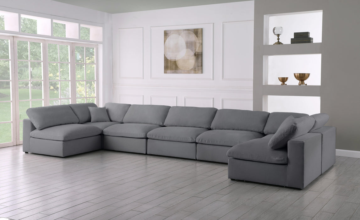 Serene Grey Linen Fabric Deluxe Cloud Modular Sectional