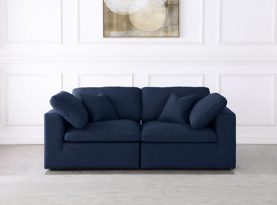 Serene Navy Linen Fabric Deluxe Cloud Modular Sofa