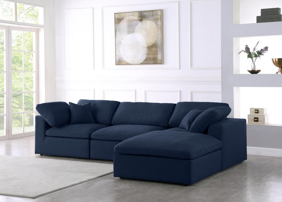 Serene Navy Linen Fabric Deluxe Cloud Modular Sectional