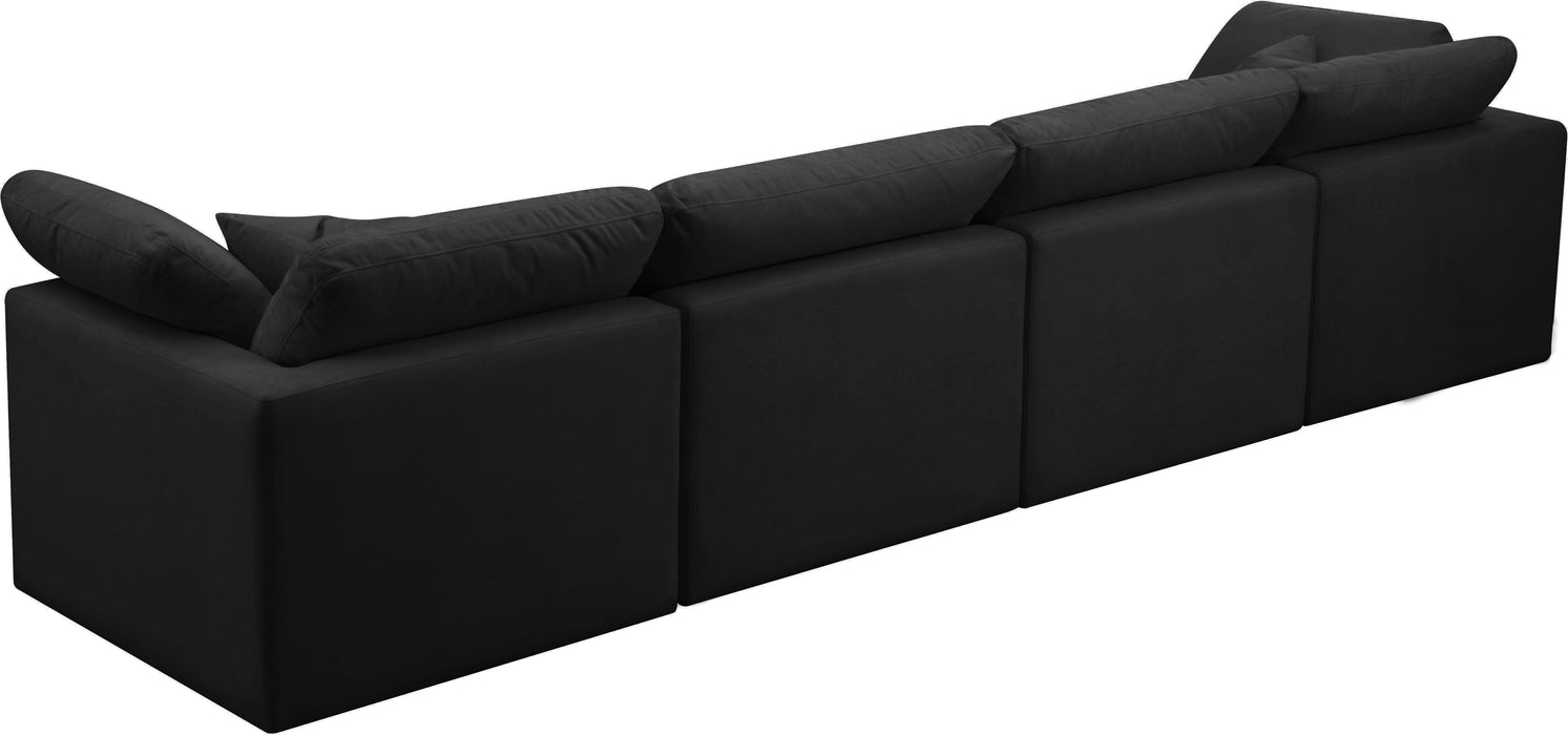 Plush Black Velvet Standard Cloud Modular Sofa