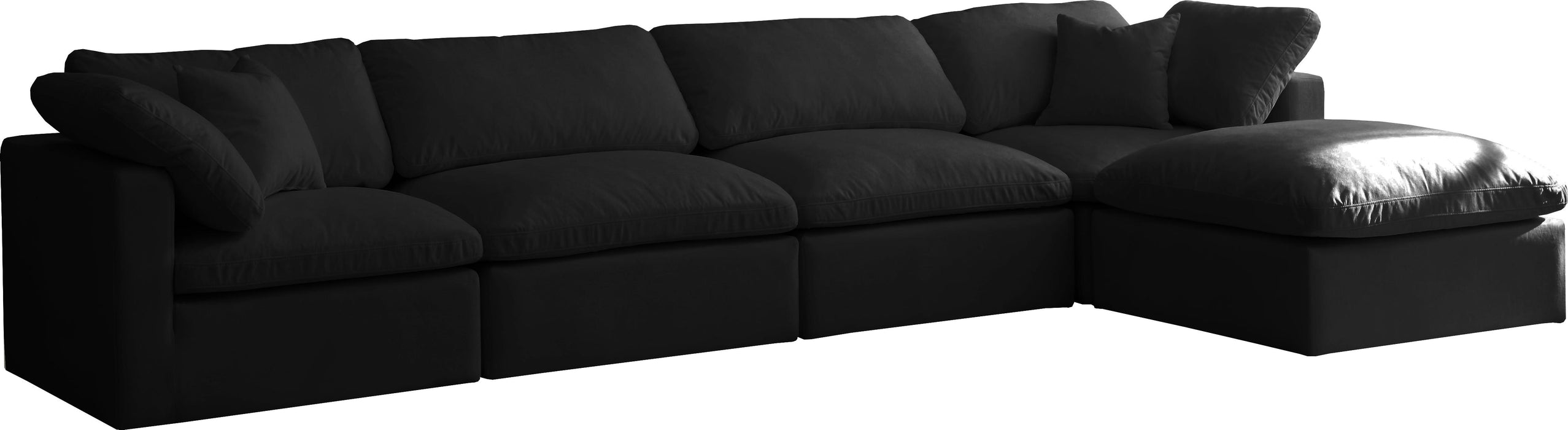 Plush Black Velvet Standard Cloud Modular Sectional