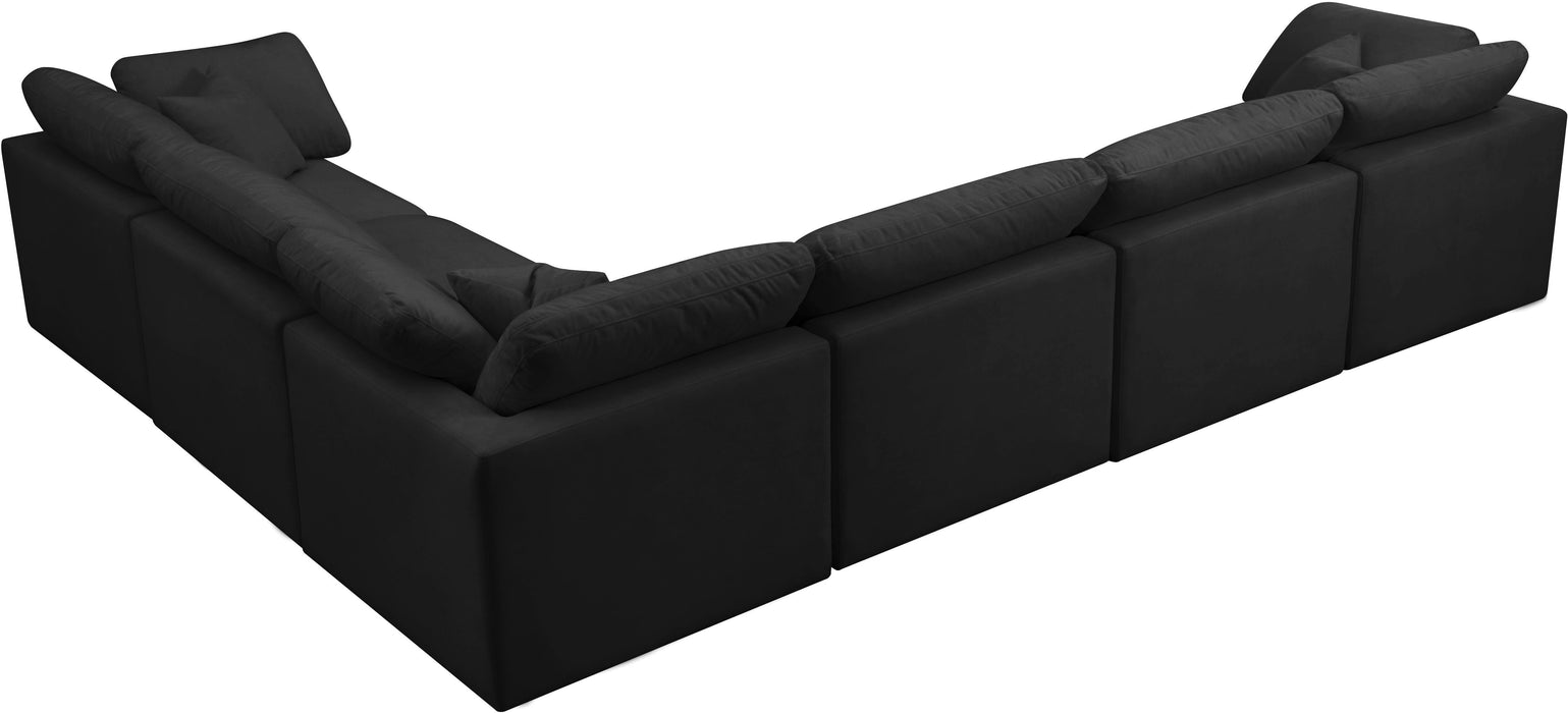 Plush Black Velvet Standard Cloud Modular Sectional