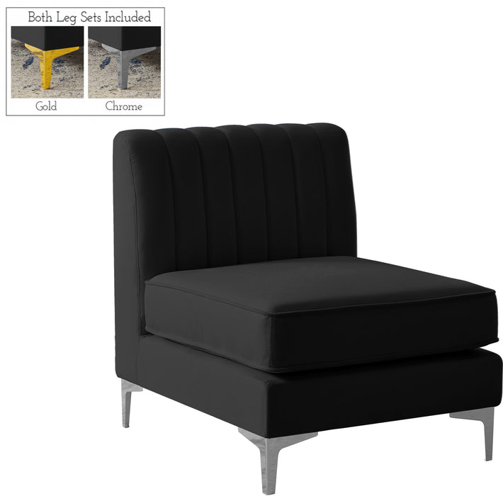 Alina Black Velvet Armless Chair