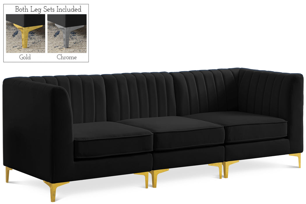 Alina Black Velvet Modular Sofa