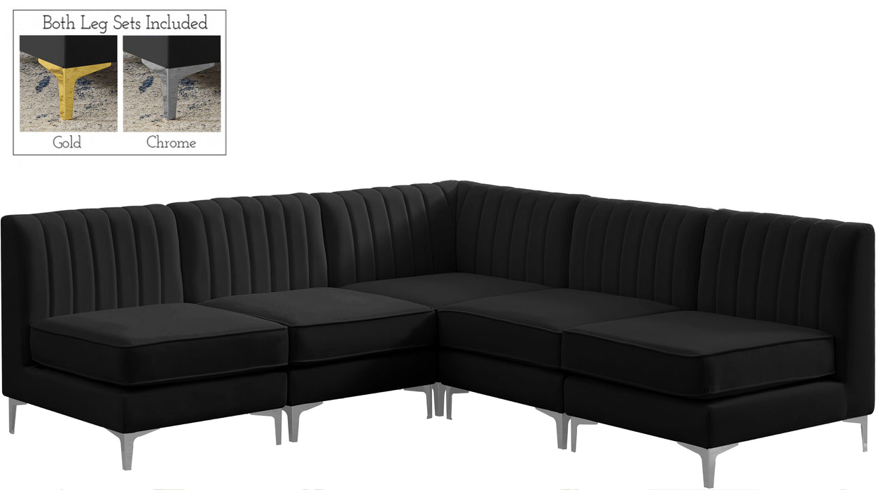 Alina Black Velvet Modular Sectional