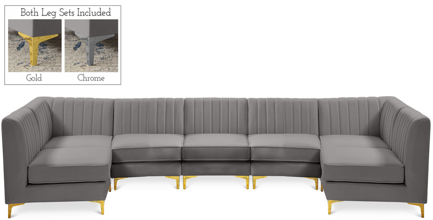 Alina Grey Velvet Modular Sectional