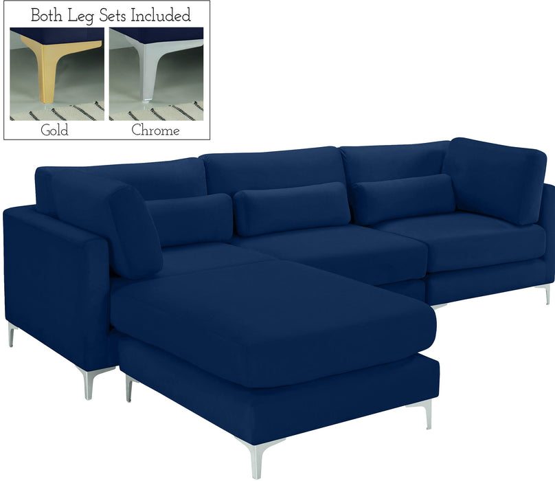 Julia Navy Velvet Modular Sectional (4 Boxes)