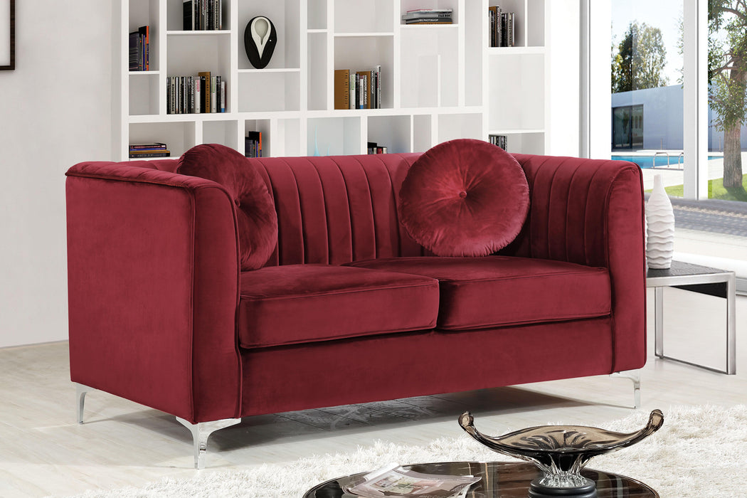 Isabelle Burgundy Velvet Loveseat