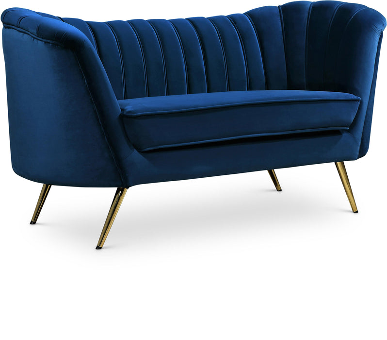 Margo Navy Velvet Loveseat image