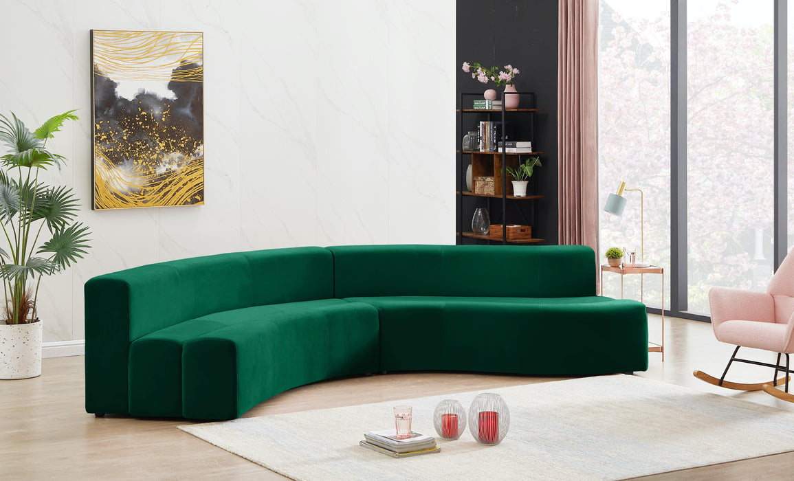 Curl Green Velvet 2pc. Sectional