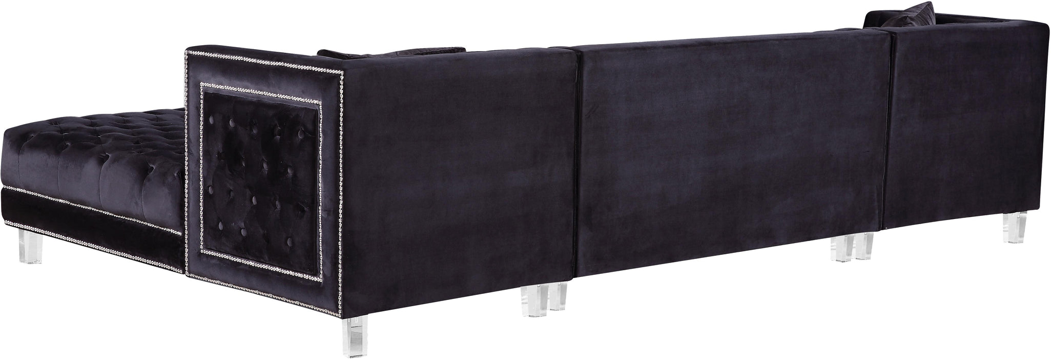 Moda Black Velvet 3pc. Sectional