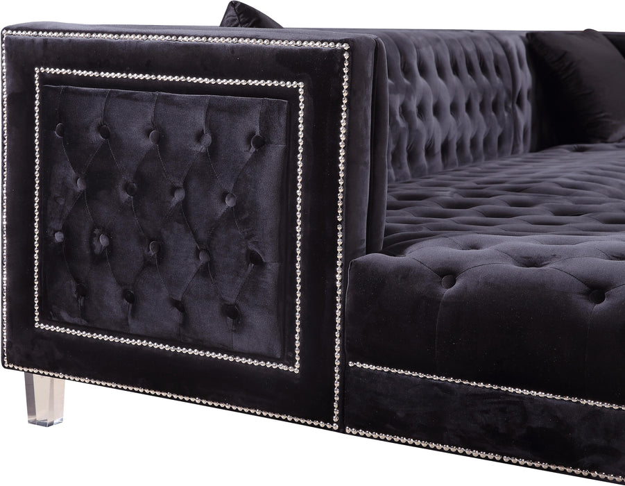 Moda Black Velvet 3pc. Sectional