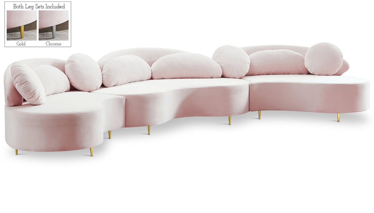 Vivacious Pink Velvet 3pc. Sectional (3 Boxes) image