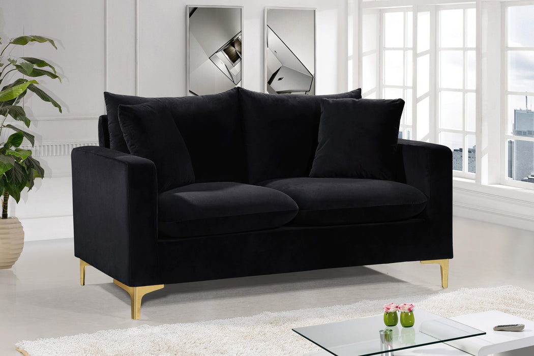 Naomi Black Velvet Loveseat