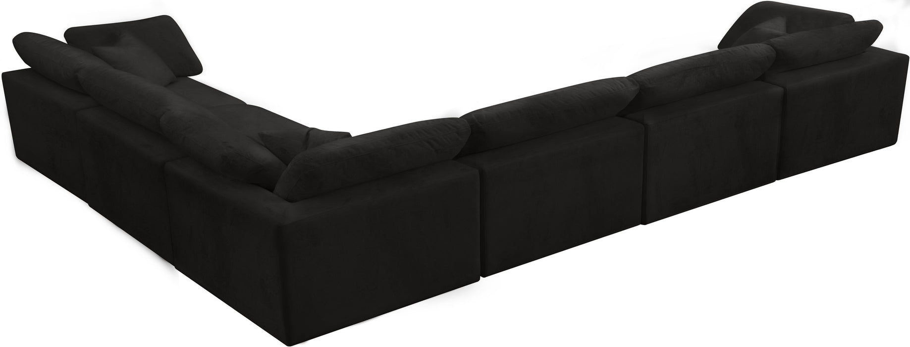 Cozy Black Velvet Cloud Modular Sectional