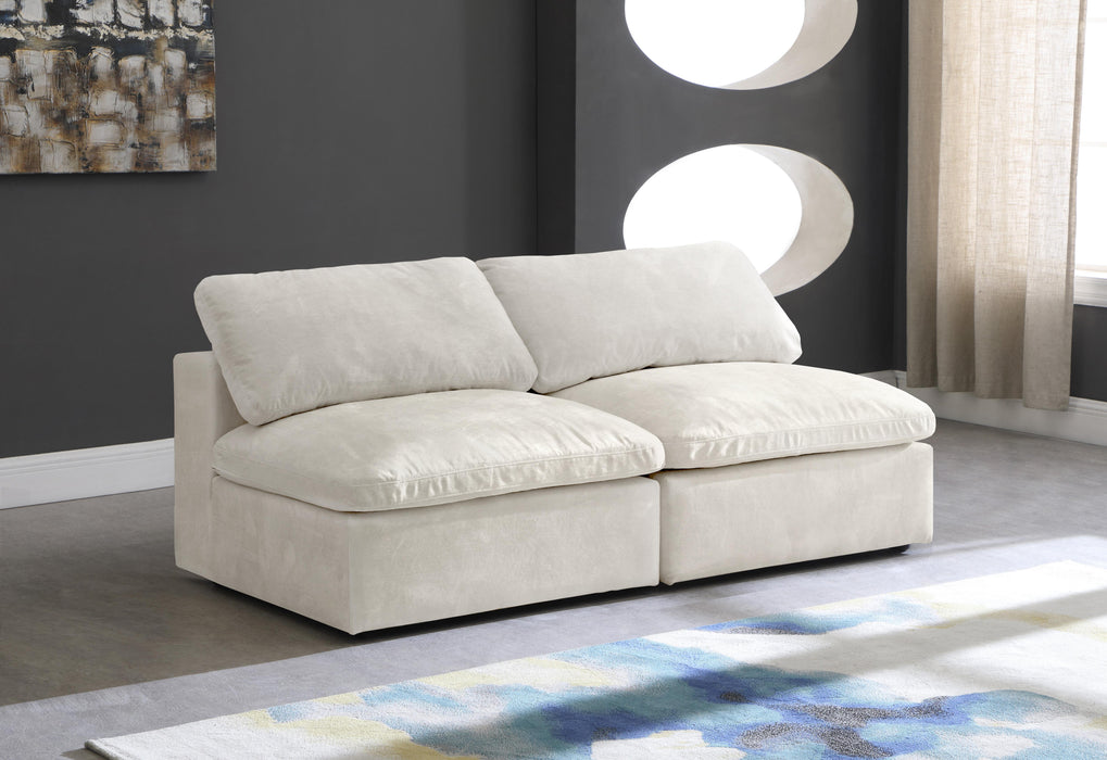 Cozy Cream Velvet Cloud Modular Armless Sofa