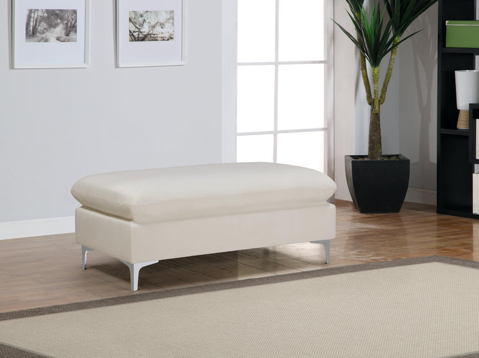 Naomi Cream Velvet Ottoman