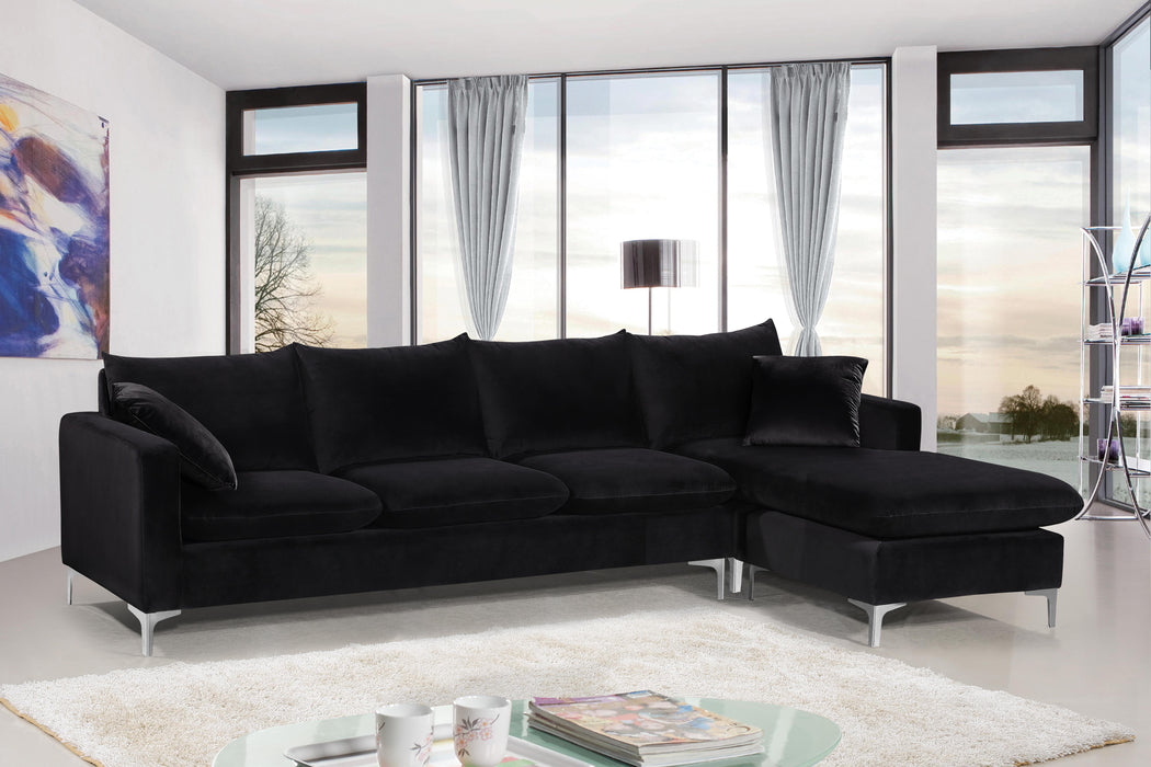 Naomi Black Velvet 2pc. Reversible Sectional