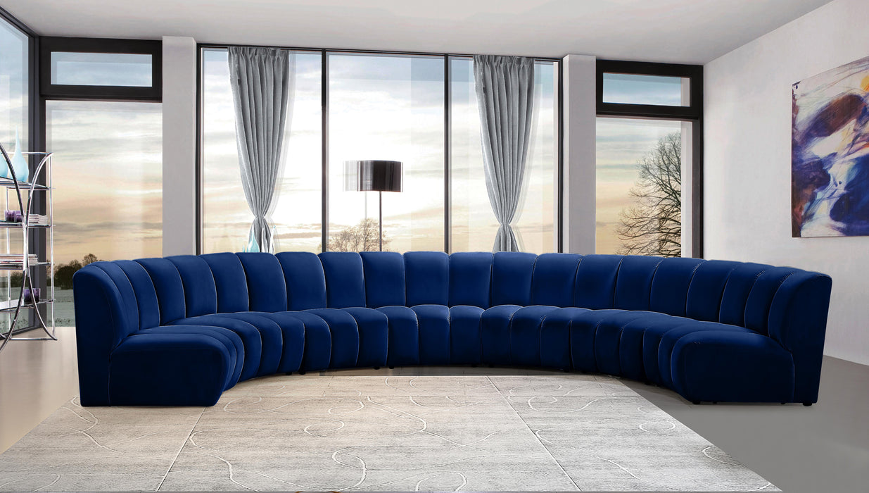 Infinity Navy Velvet 7pc. Modular Sectional