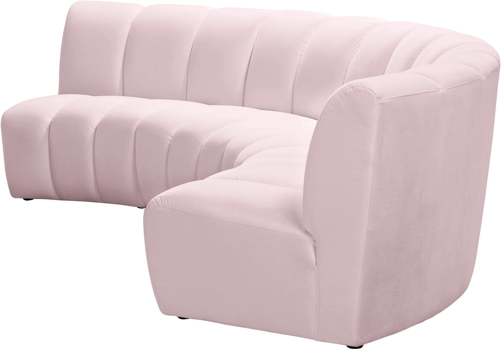 Infinity Pink Velvet 3pc. Modular Sectional