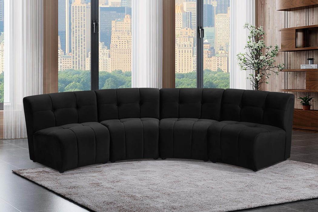 Limitless Black Velvet 4pc. Modular Sectional