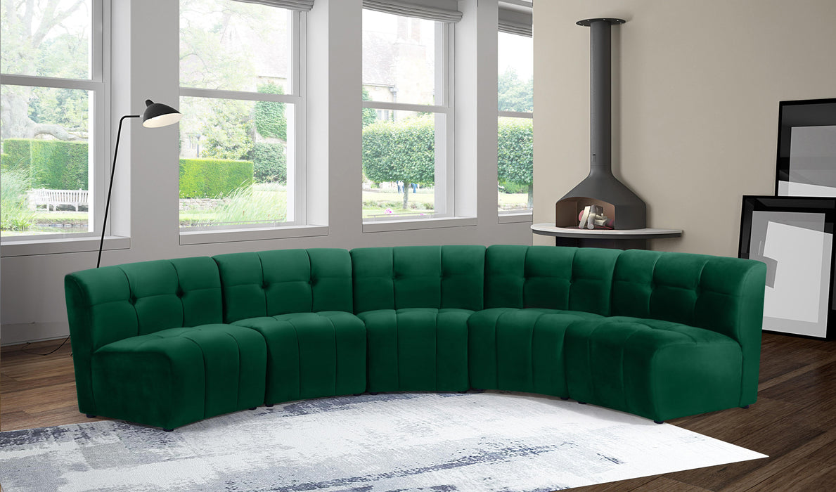 Limitless Green Velvet 5pc. Modular Sectional