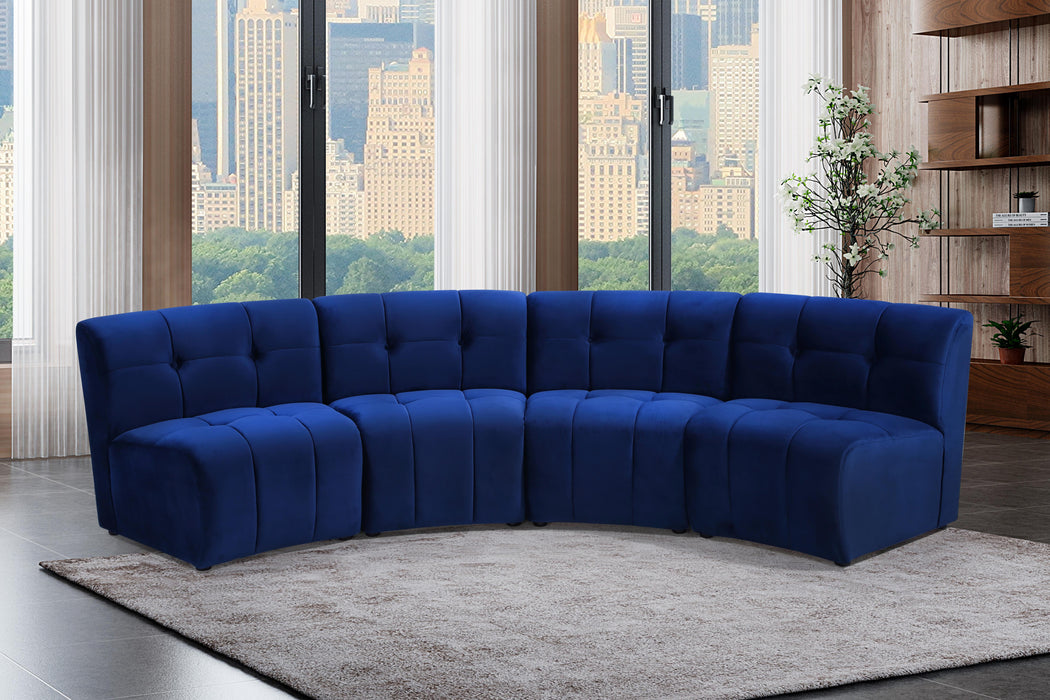 Limitless Navy Velvet 4pc. Modular Sectional