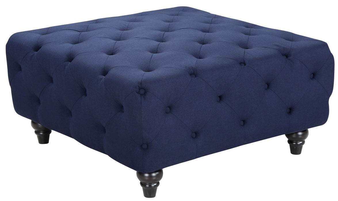 Chesterfield Navy Linen Ottoman image