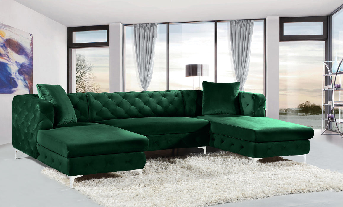 Gail Green Velvet 3pc. Sectional