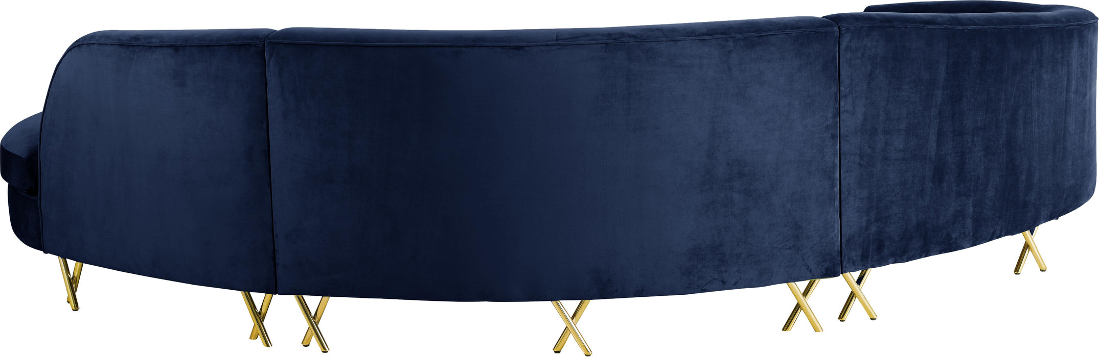 Serpentine Navy Velvet 3pc. Sectional