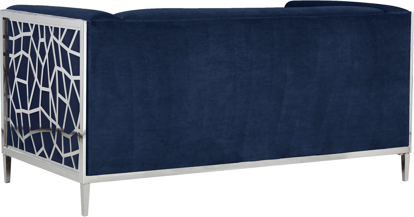 Opal Navy Velvet Loveseat